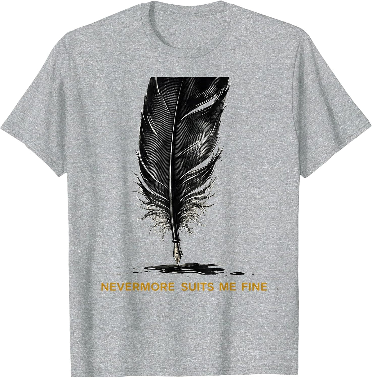 Men's Nevermore Suits Me Fine Gothic Edgar Allan Poe Raven T-Shirt - Heather Grey