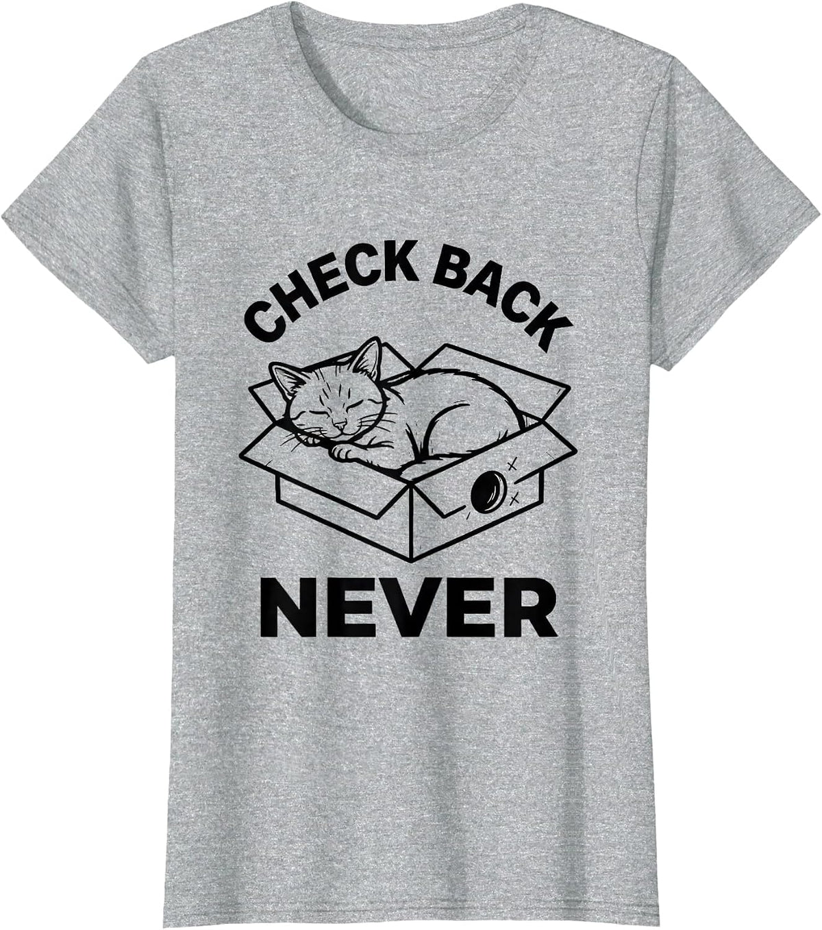 Check Back Never Funny Schrodinger's Cat Quantum Physics T-Shirt - Heather Grey