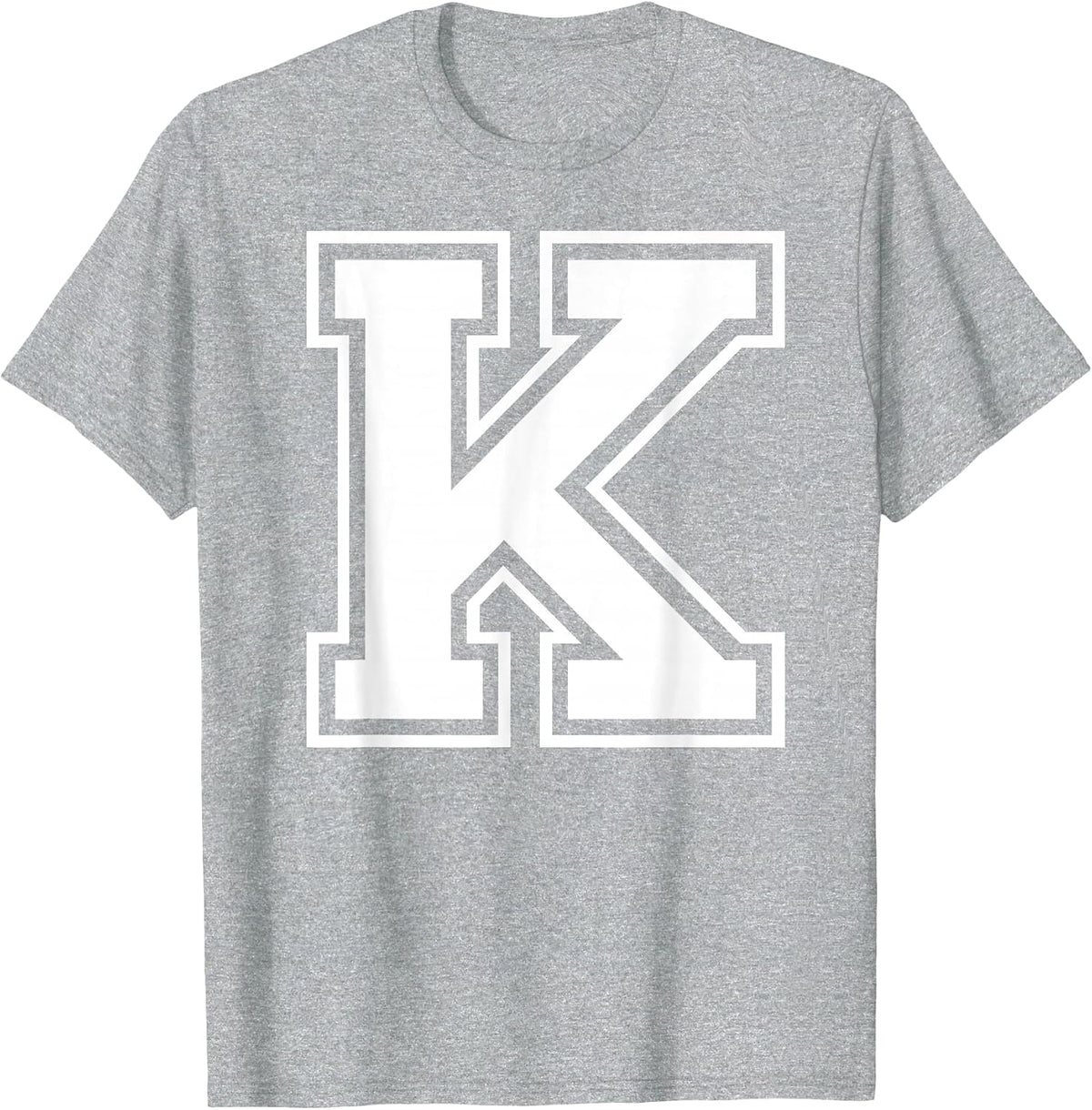Letter K Capital Alphabet College Varsity Monogram Club T-Shirt - Heather Grey