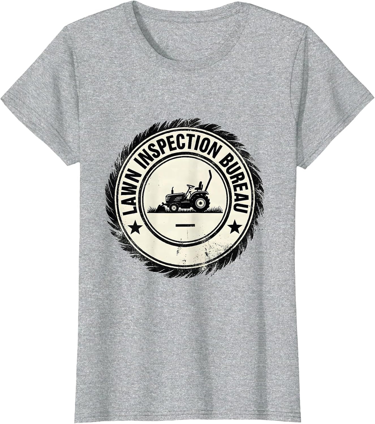 Lawn Inspection Bureau Funny Lawn Mower Dad Gift T-Shirt - Heather Grey