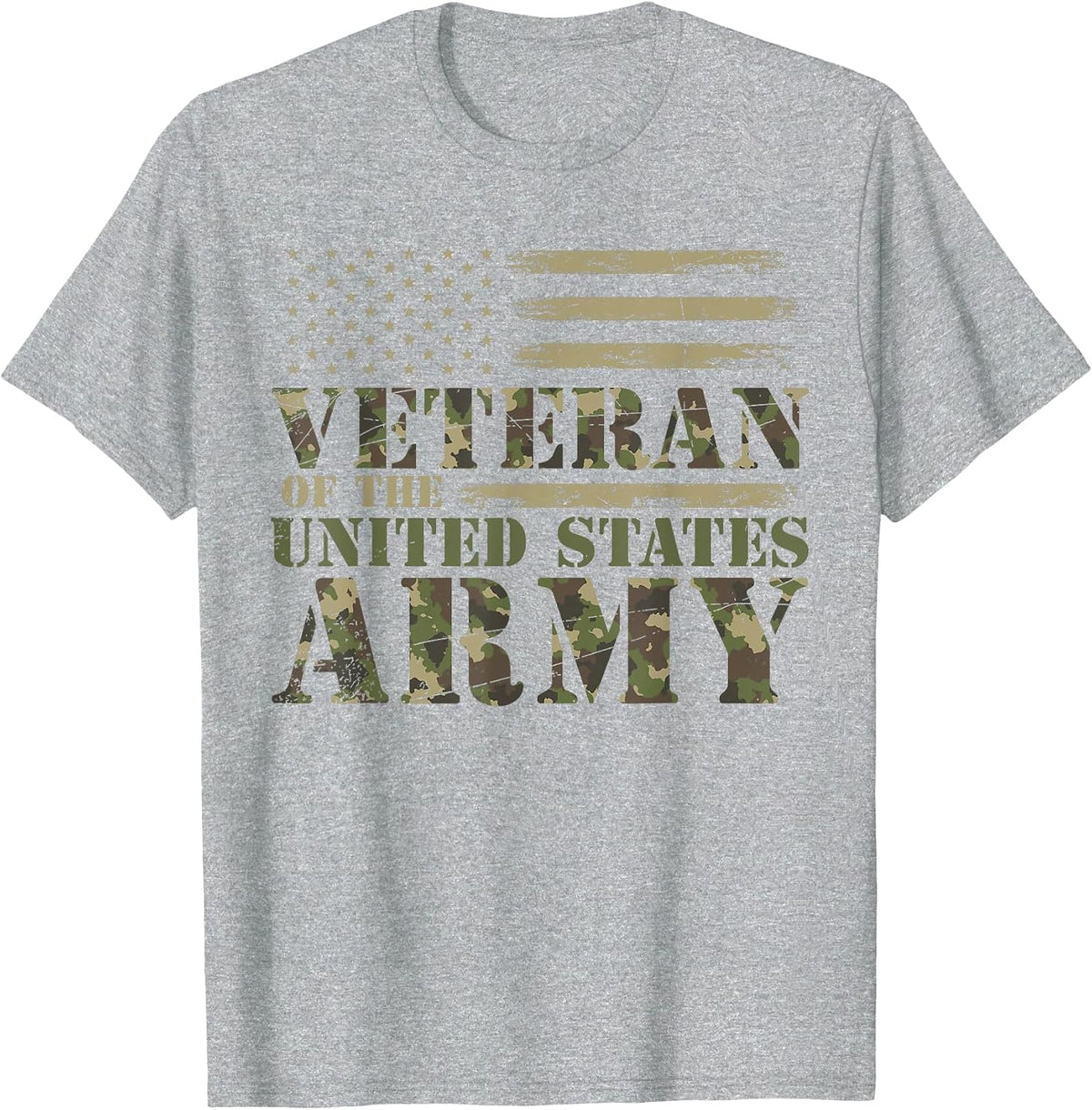 Proud Soldier United States Army USA Flag Camouflage Veteran T-Shirt - Heather Grey