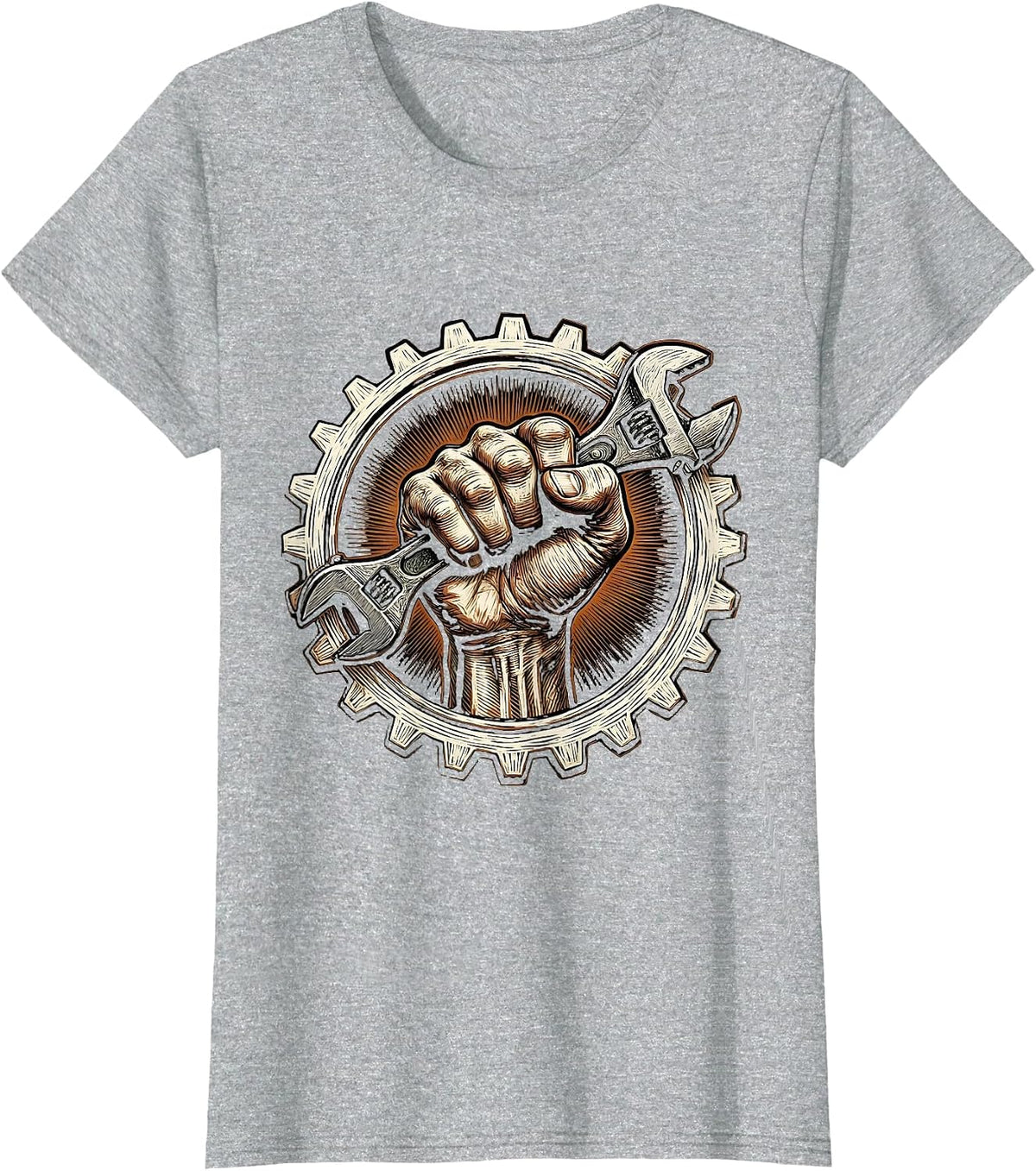Women's Mechanic Fist Torque Wrench Graphic Design T-Shirt - Heather Grey