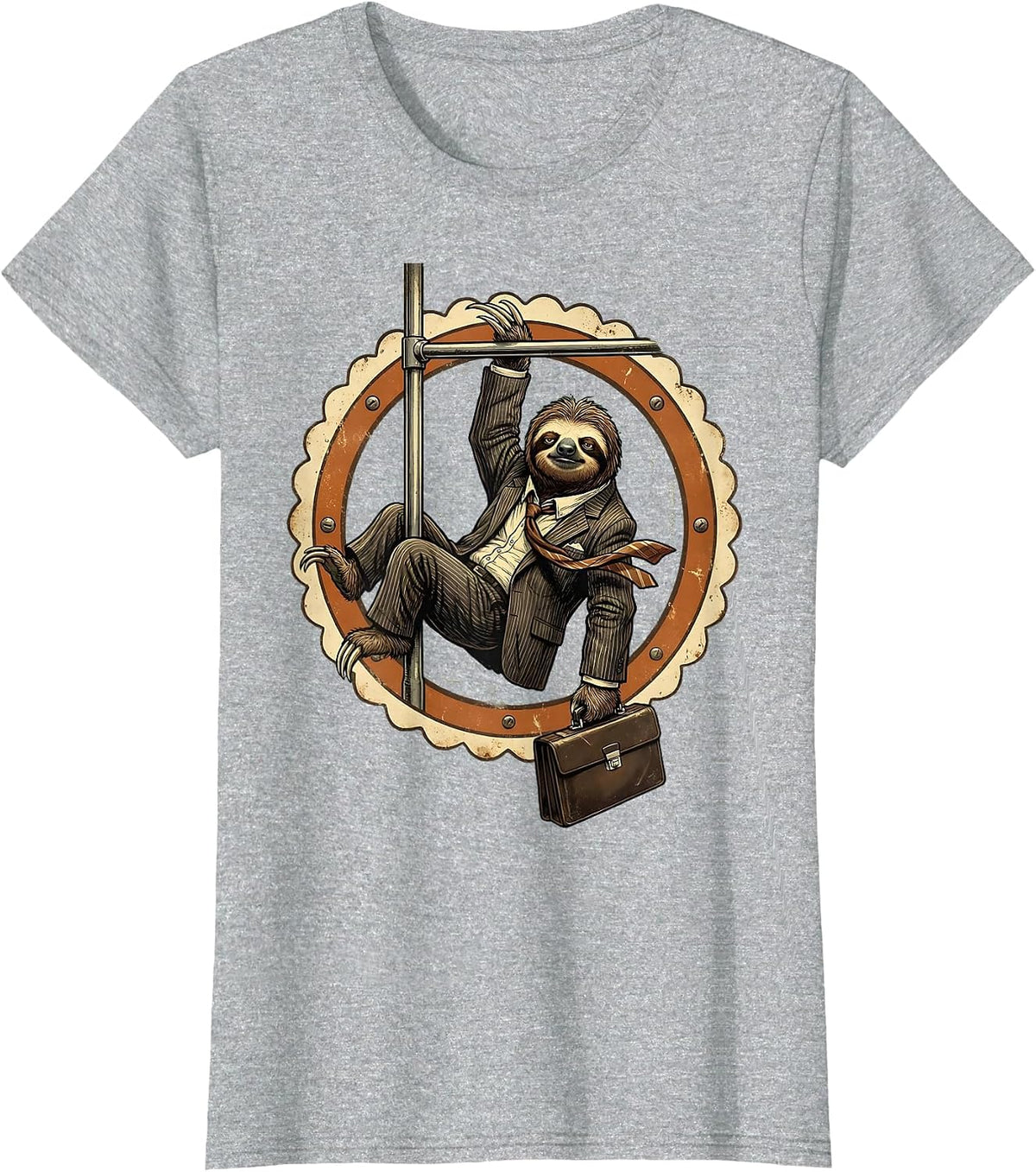 Women's Funny Sloth Business Suit Office Humor Graphic T-Shirt - Heather Grey