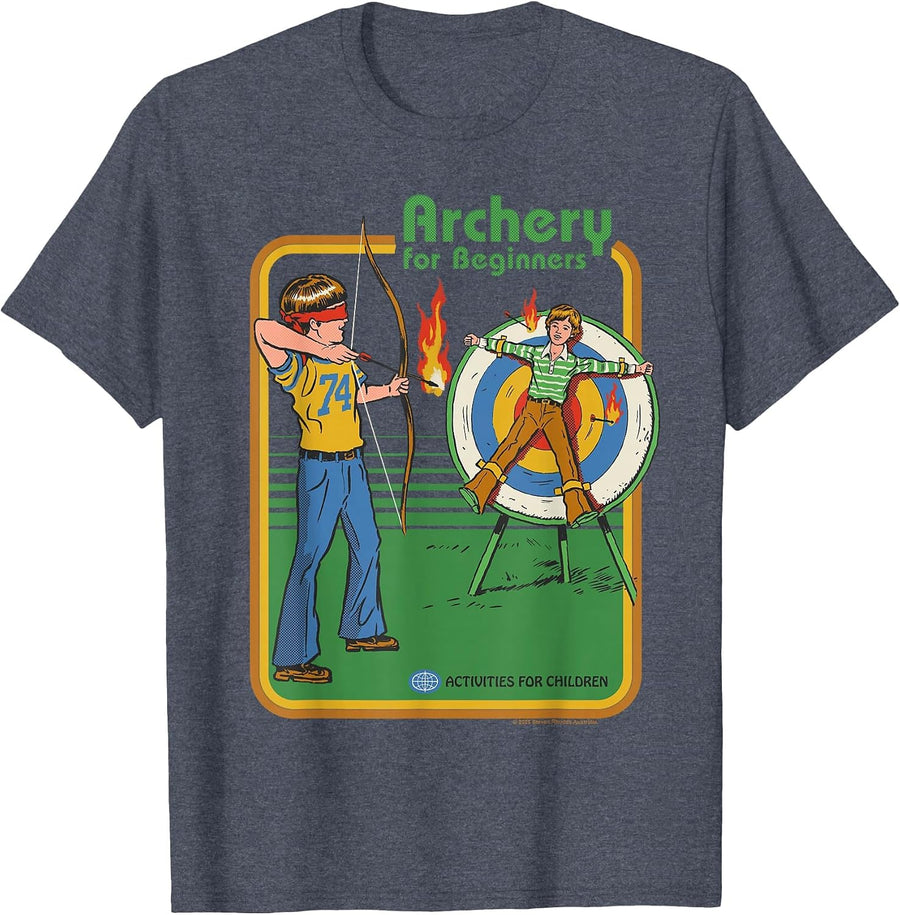 Archery for Beginners Sarcastic Retro Funny Adult Humor T-Shirt - Heather Blue