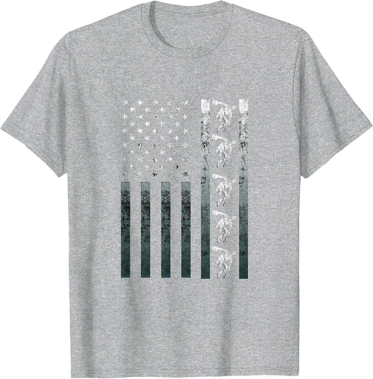 Discus Thrower Track and Field Vintage America Flag USA T-Shirt - Heather Grey