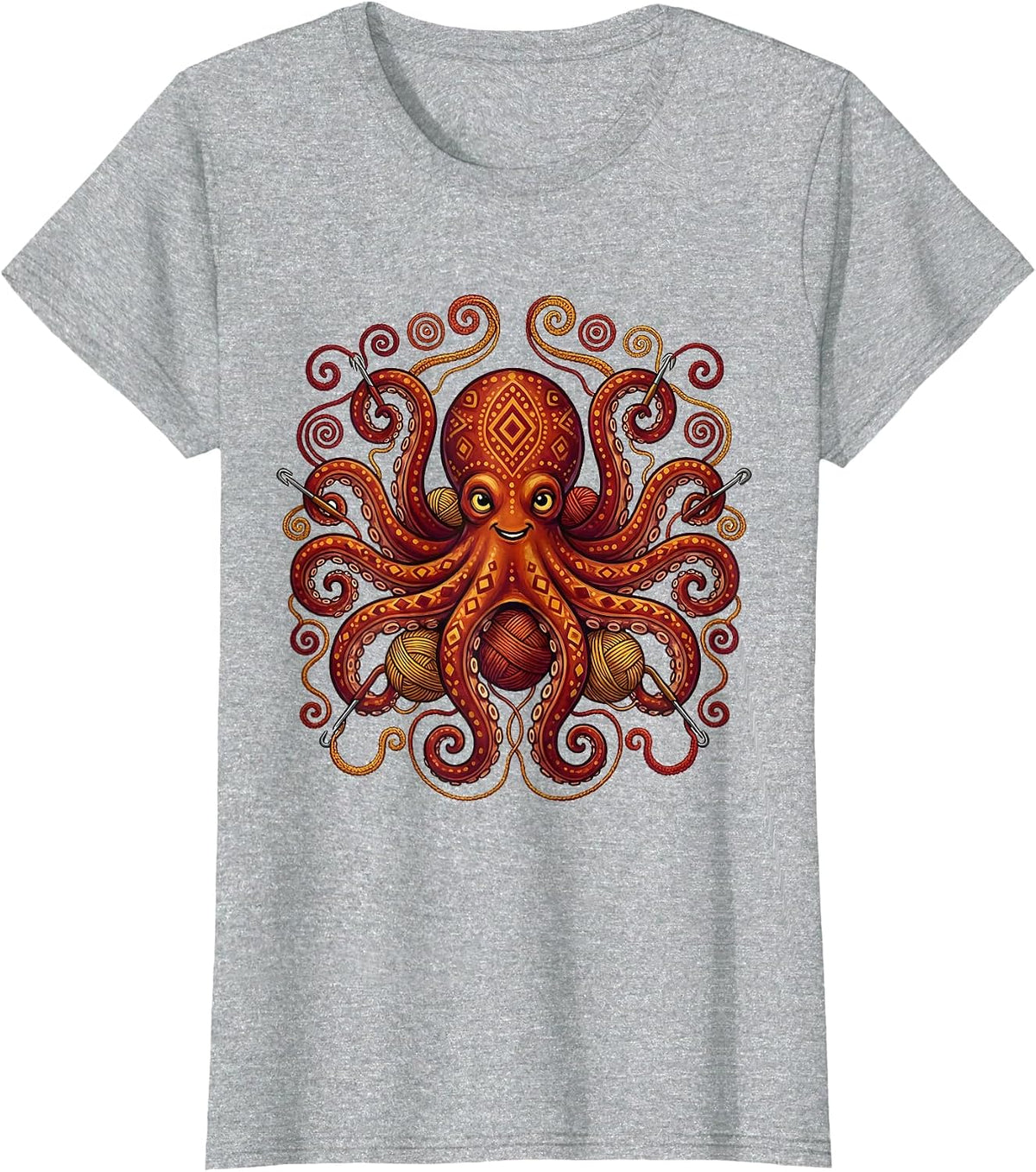 Octopus Knitting With All Eight Tentacles T-Shirt - Heather Grey