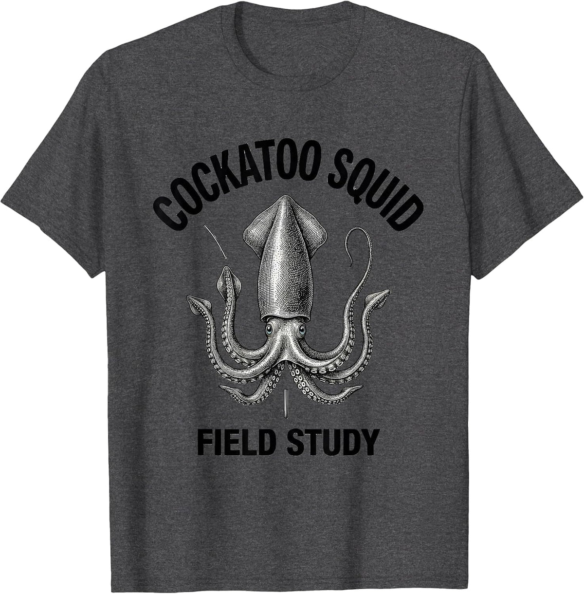 Cockatoo Squid Field Study Vintage Marine Biology Octopus T-Shirt - Dark Heather Grey