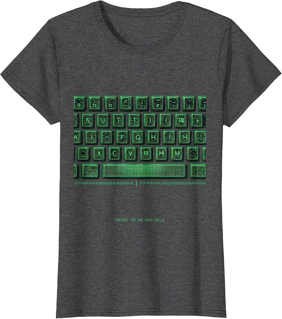 Women's Trained For The Hard Calls Ascii Terminal Art Social Worker T-Shirt - Dark Heather Grey