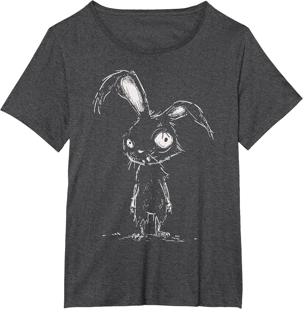 Weird Grunge Bunny Rabbit Alt Goth Cute Horror Aesthetic T-Shirt - Dark Heather Grey
