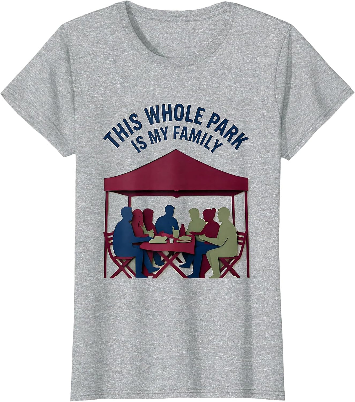 Women's This Whole Park Is My Family Paper-Cutout Family Reunion T-Shirt - Heather Grey