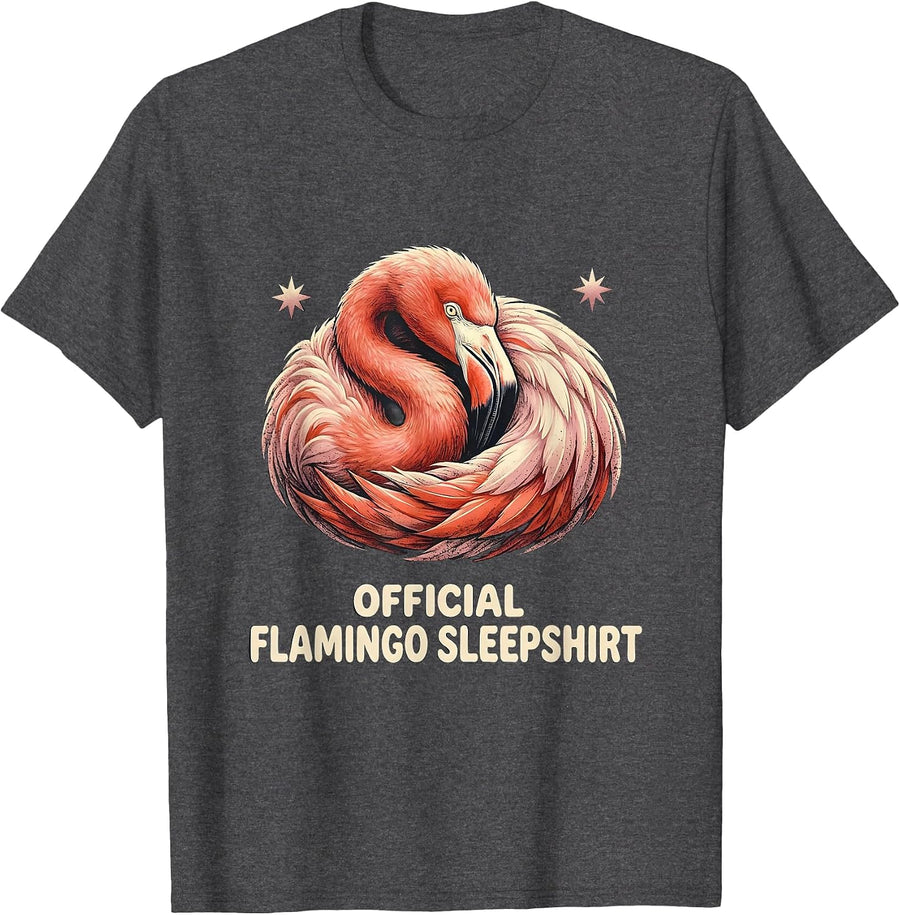 Men's Official Flamingo Sleepshirt Funny Animal Lover Pajama T-Shirt - Dark Heather Grey