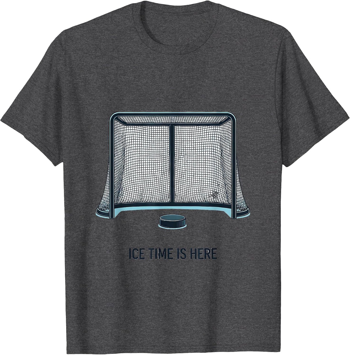 Ice Time Is Here Funny Ice Hockey Player Fan Youth Gift T-Shirt - Dark Heather Grey