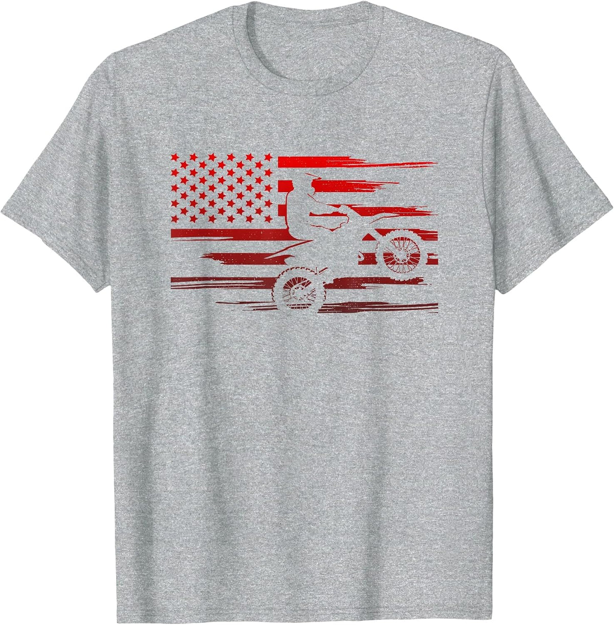 American Flag Dirt Bike Apparel - Dirt Bike Motocross T-Shirt - Heather Grey