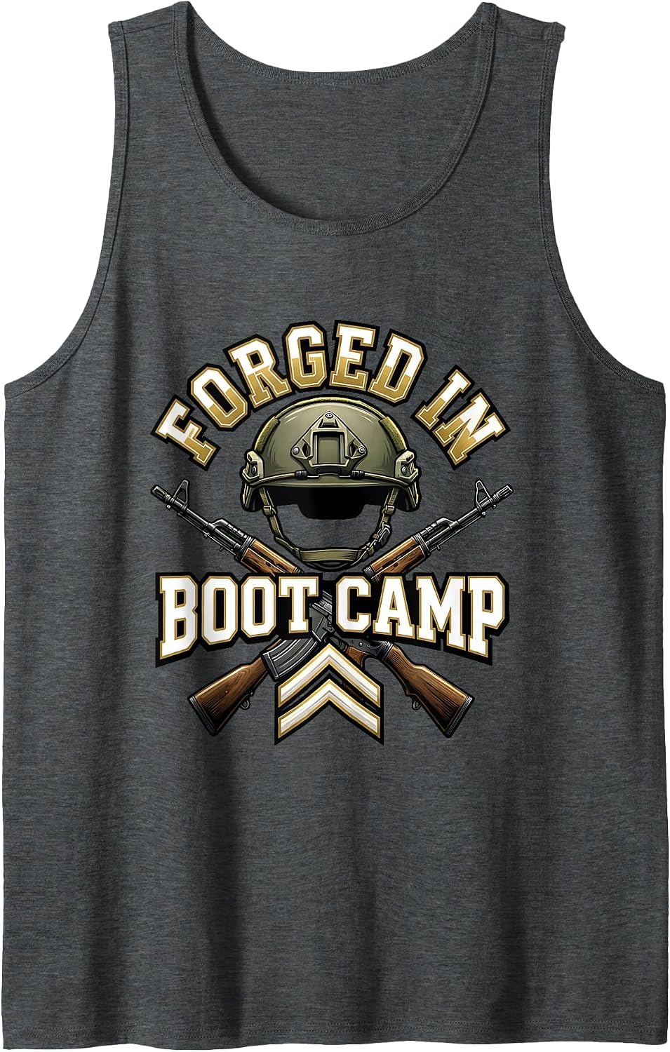Forged in Boot Camp US Army Graphic Design Tank Top - Dark Heather Grey