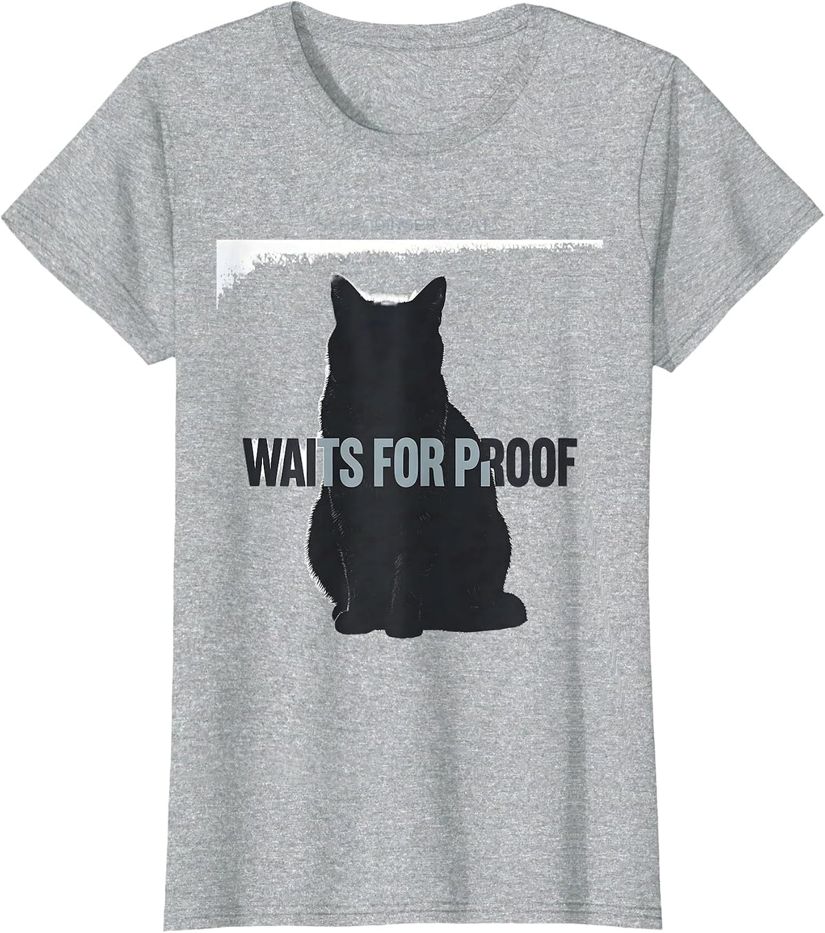 Schrodinger's Cat Waits For Proof Funny Quantum Physics T-Shirt - Heather Grey