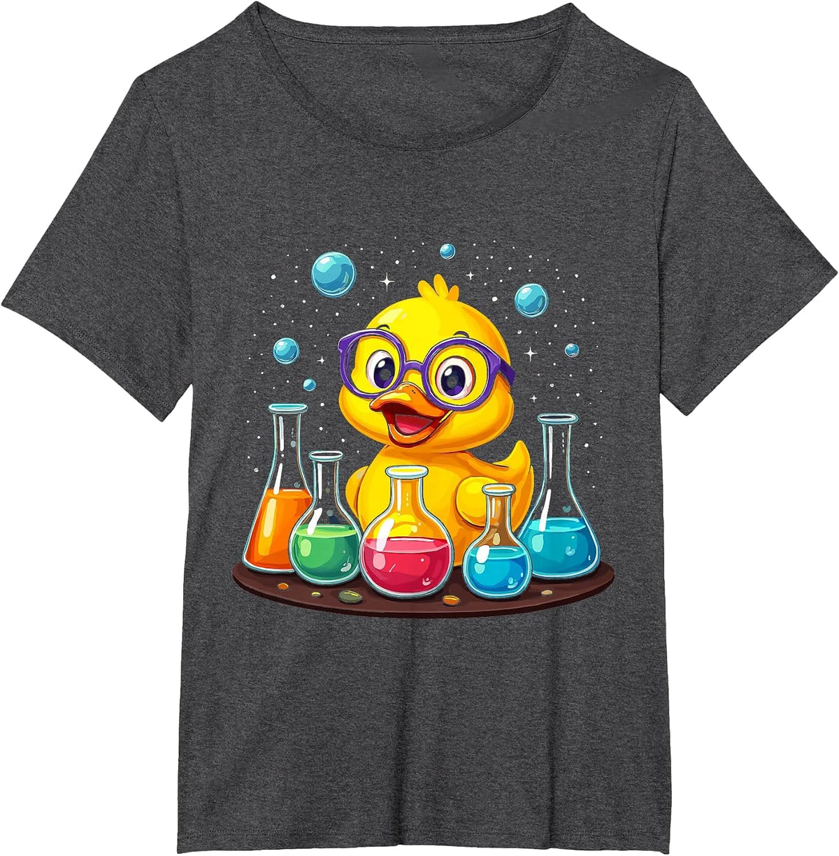 Rubber Duck Science Rubber Duckie Scientist School Chemistry T-Shirt - Dark Heather Grey