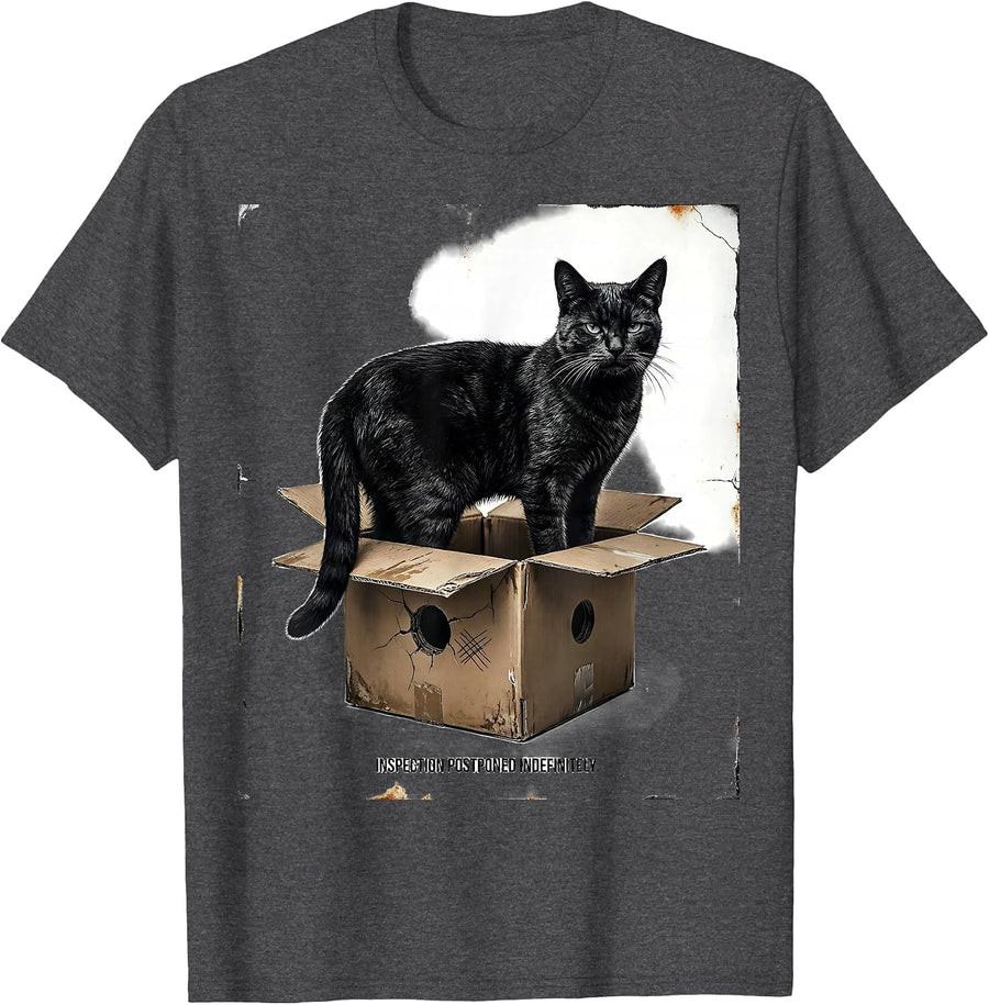 Men's Inspection Postponed Indefinitely Distressed Quantum Physics T-Shirt - Dark Heather Grey