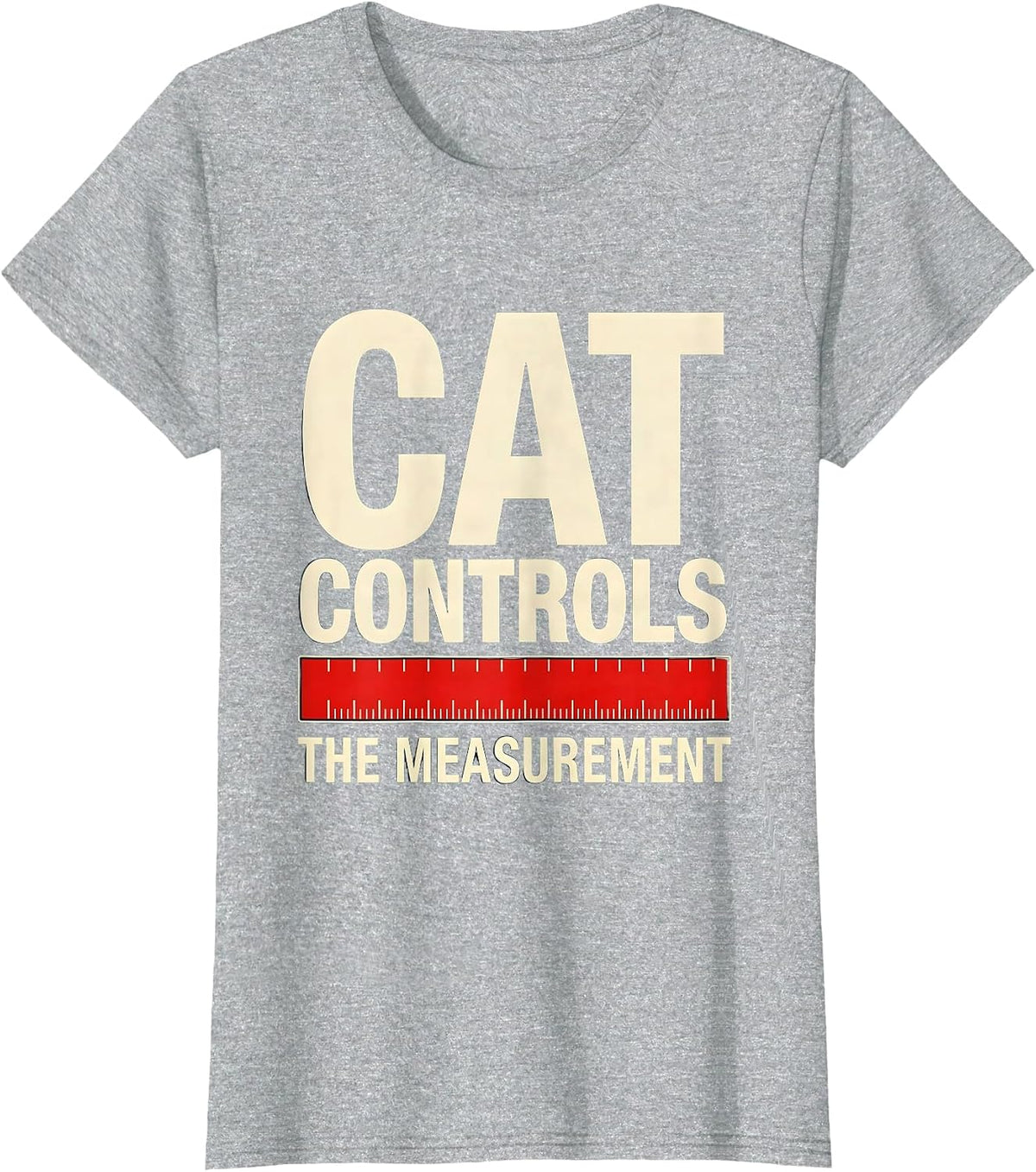 Cat Controls The Measurement Funny Quantum Physics Science T-Shirt - Heather Grey