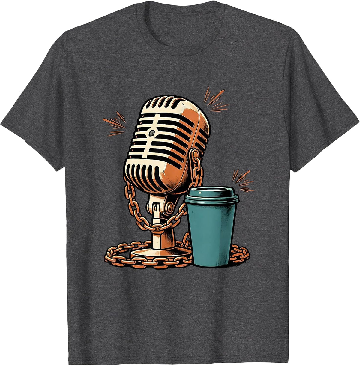 Vintage Microphone Old School Hip Hop 80s 90s Nostalgia T-Shirt - Dark Heather Grey