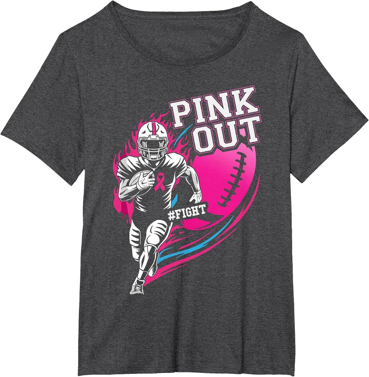 Pink Out Football Breast Cancer Awareness Womens Boys Girls T-Shirt - Dark Heather Grey