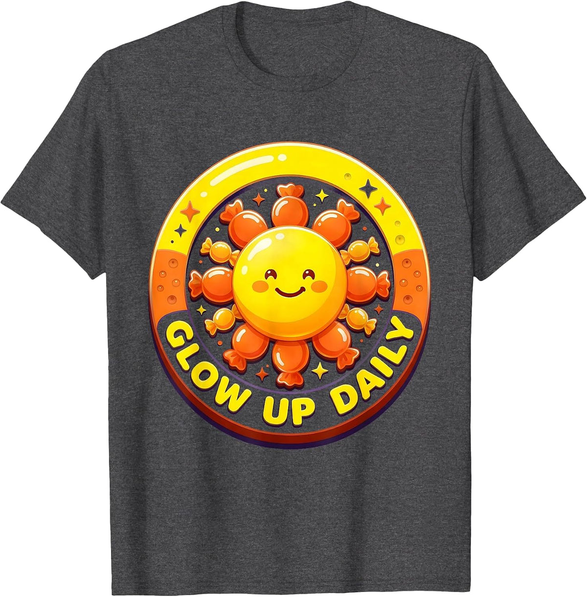 Men's Glow Up Daily Motivational Lifestyle Design T-Shirt - Dark Heather Grey