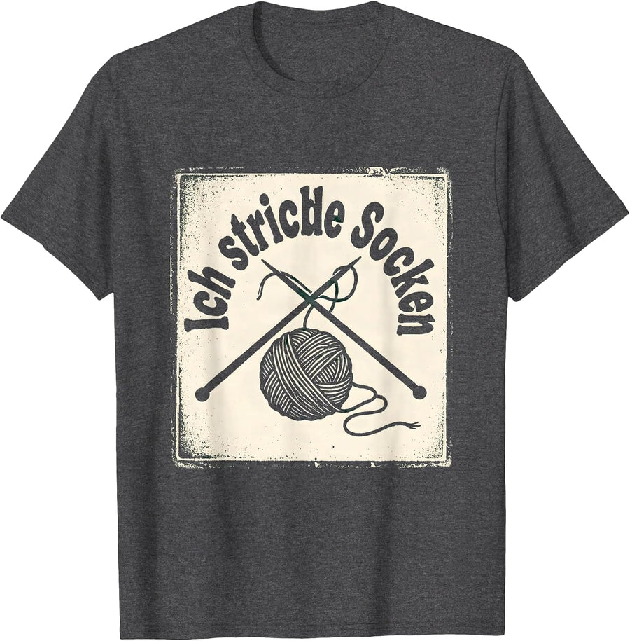 Men's Ich stricke Socken Funny German Knitting Hobby Gift T-Shirt - Dark Heather Grey