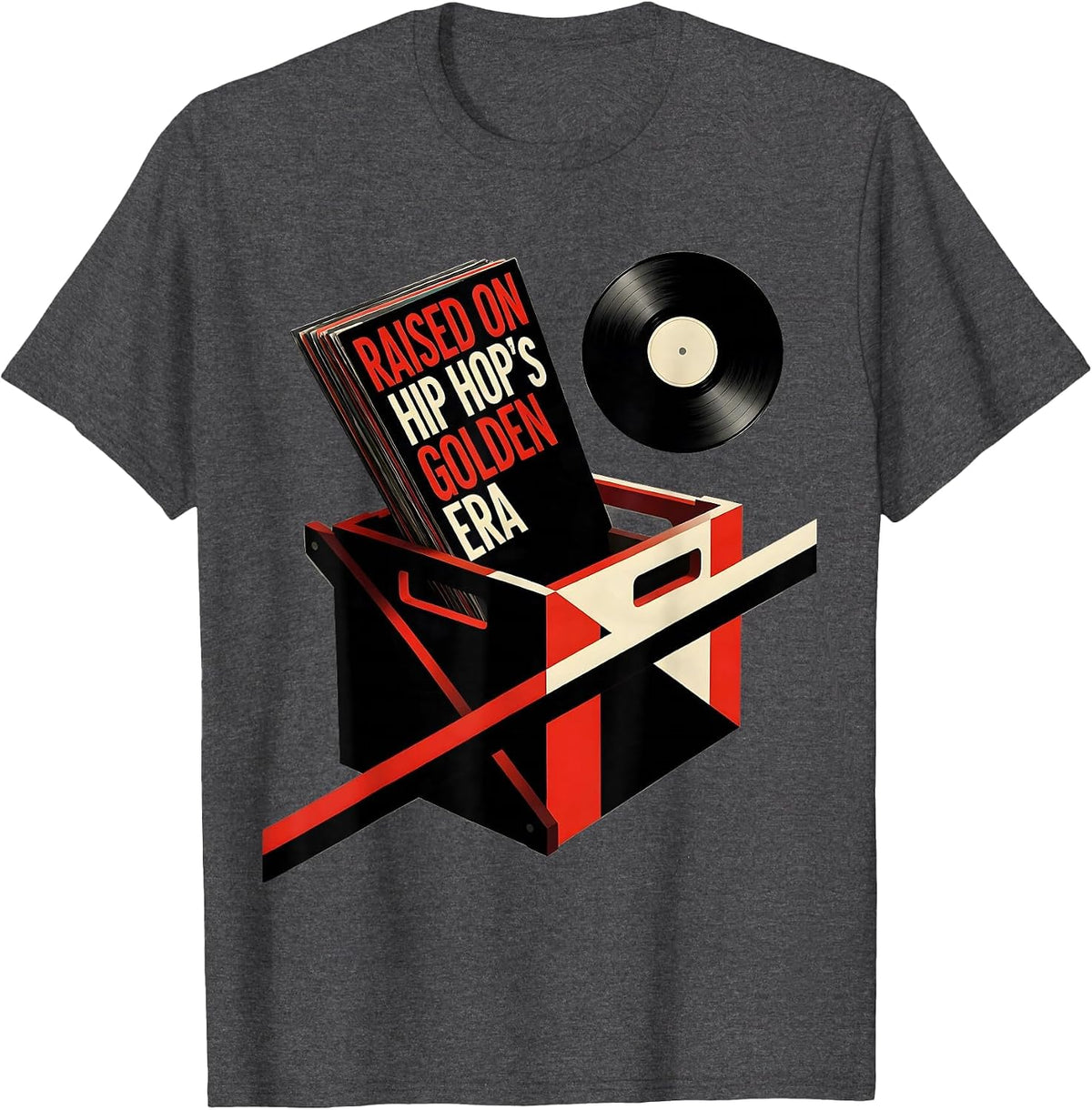 Raised On Hip Hop's Golden Era Vintage Rap Nostalgia T-Shirt - Dark Heather Grey