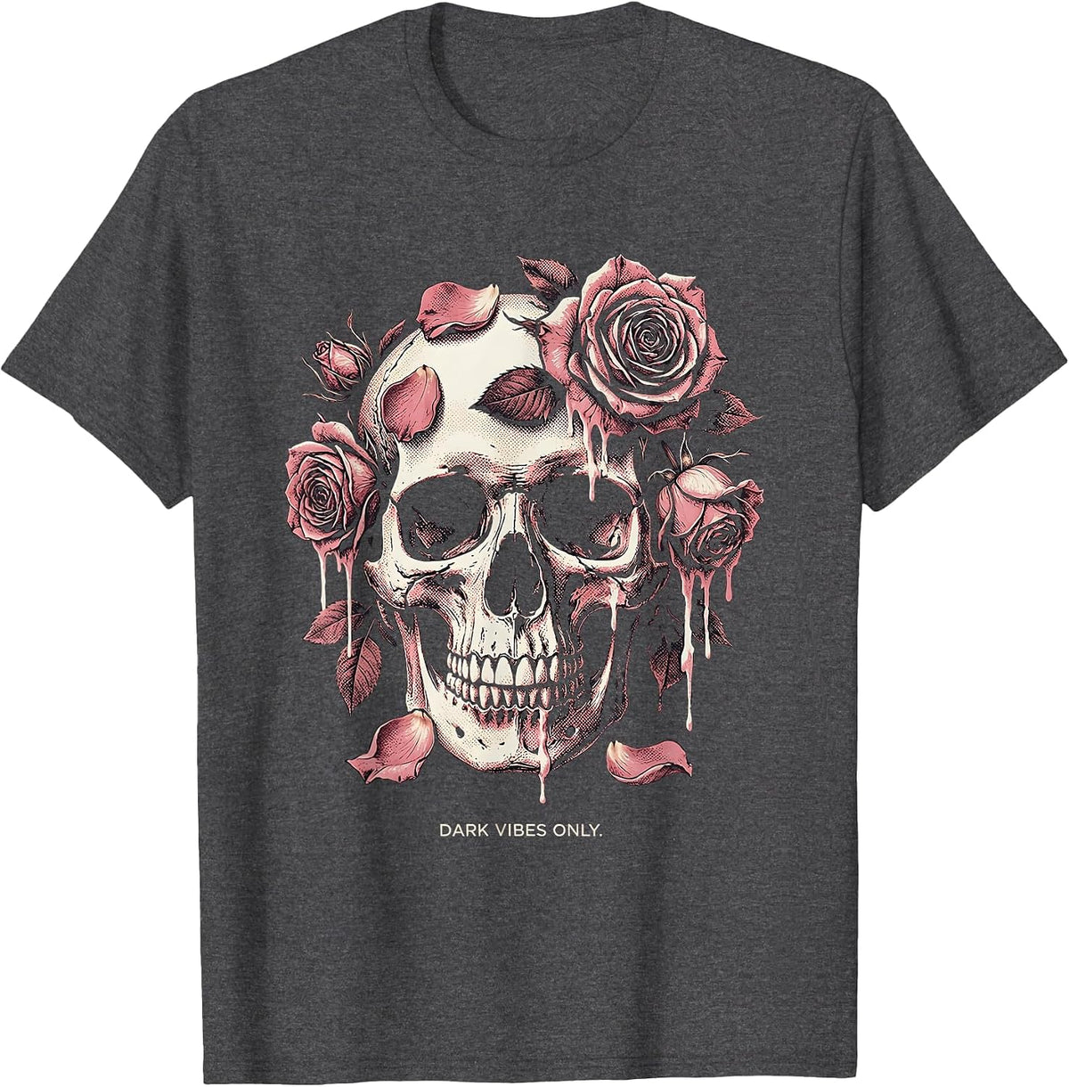 Dark Vibes Only Goth Aesthetic Design T-Shirt - Dark Heather Grey