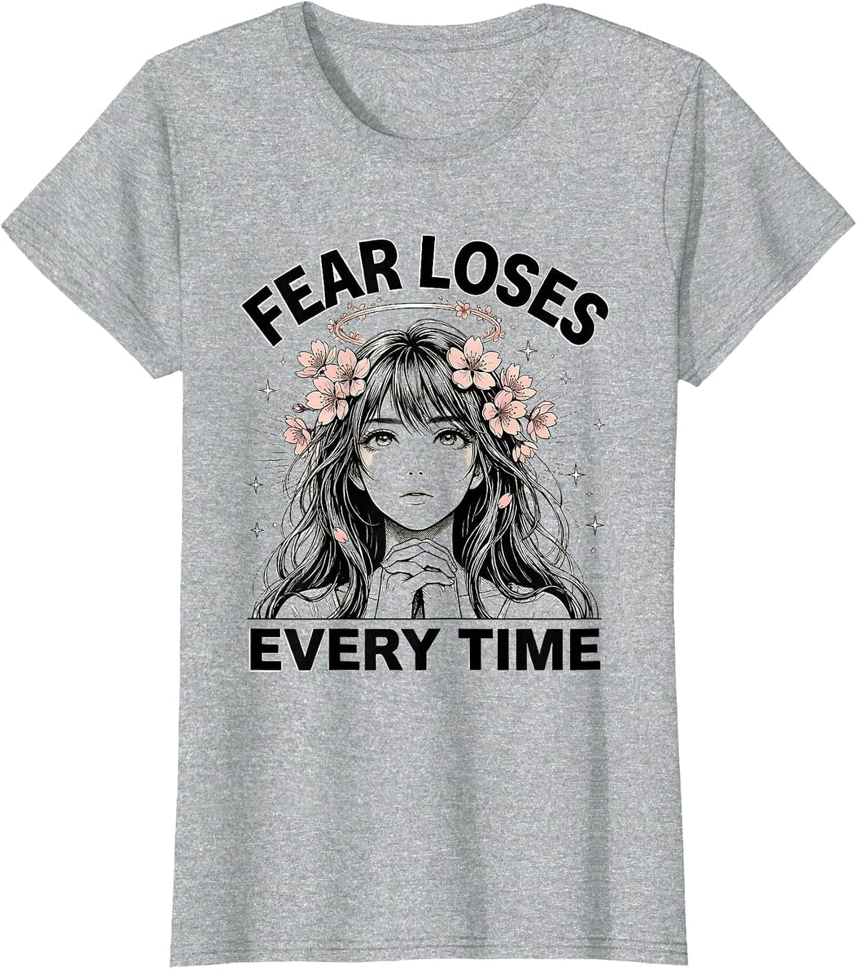 Women's Fear Loses Every Time Faith Over Fear Design T-Shirt - Heather Grey