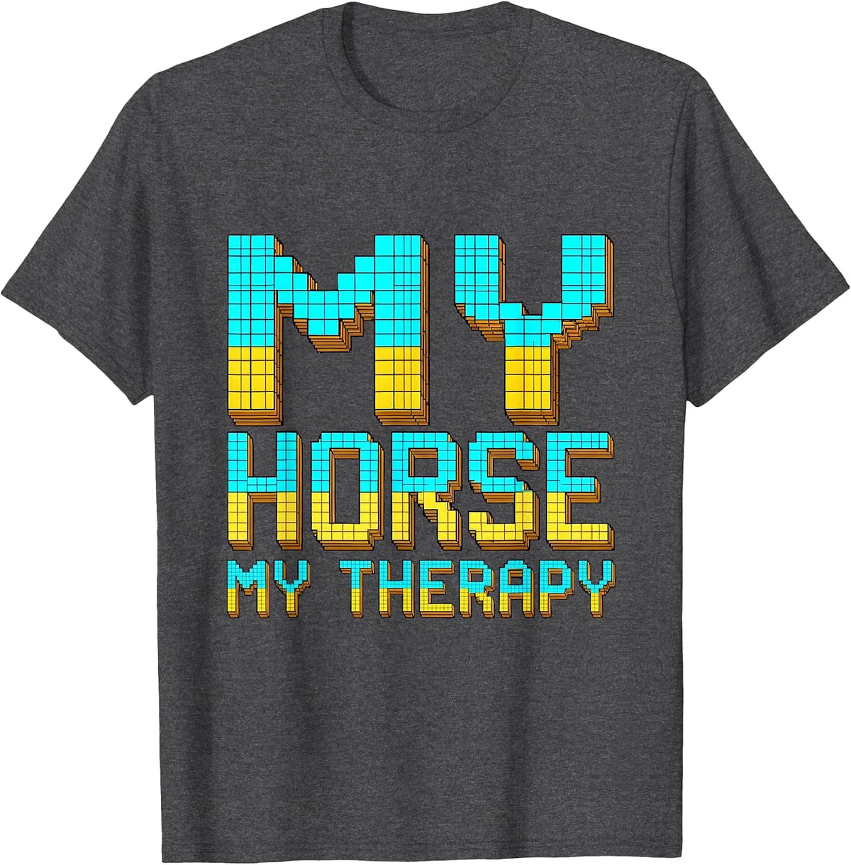 My Horse My Therapy Equestrian Design T-Shirt - Dark Heather Grey