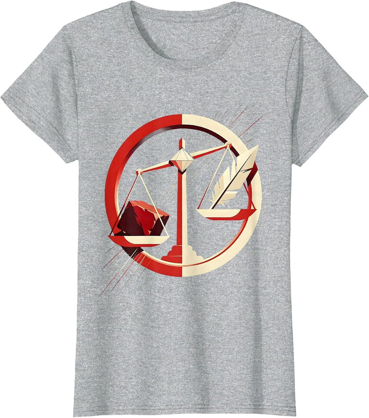 Women's Facts Over Feelings Balance Scale Graphic T-Shirt - Heather Grey