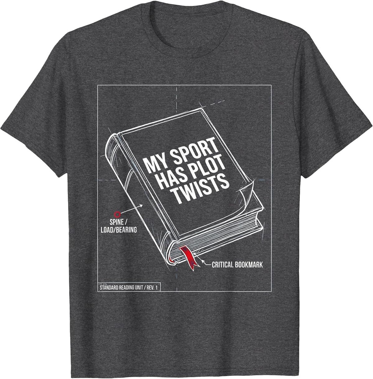 Men's My Sport Has Plot Twists Reading Design T-Shirt - Dark Heather Grey