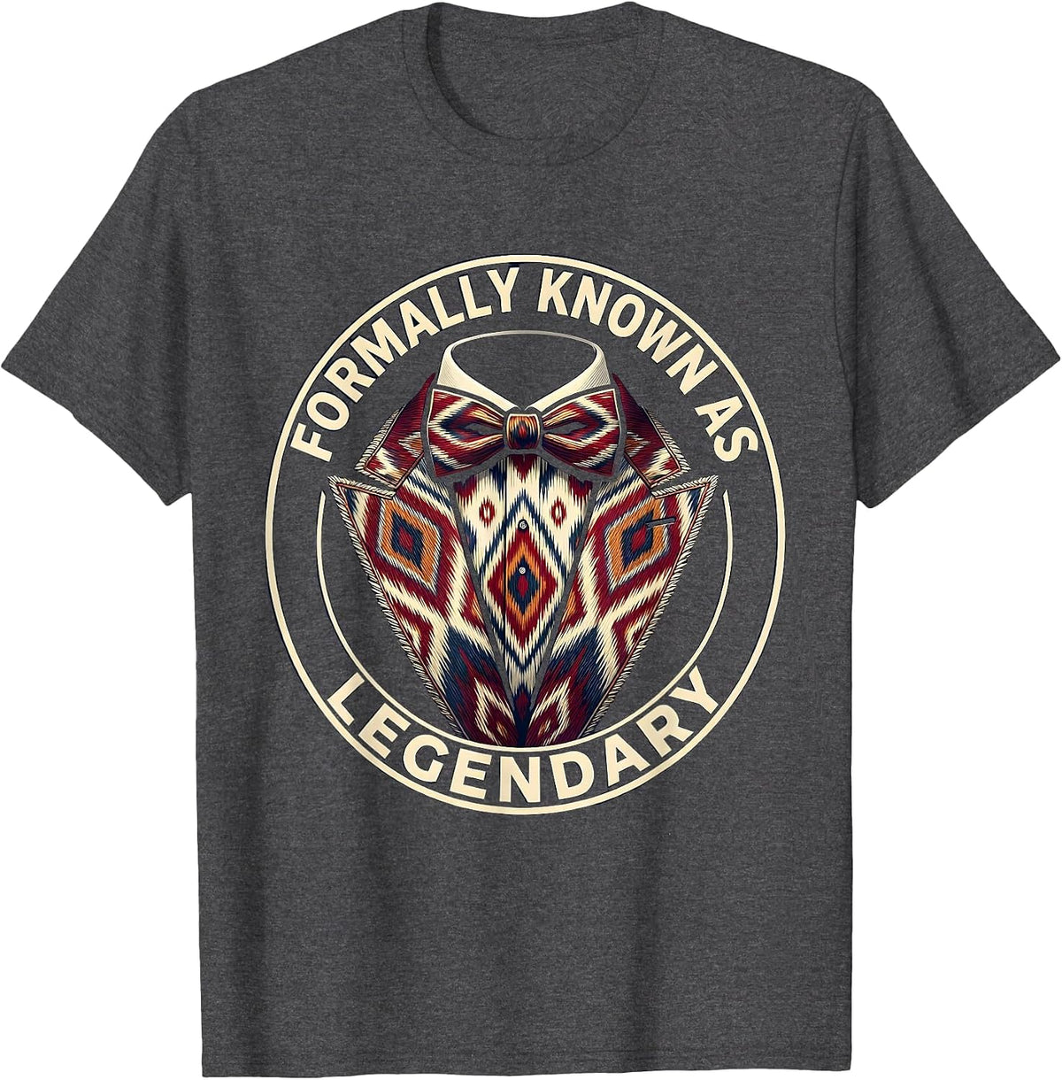 Men's Formally Known As Legendary Tuxedo Design T-Shirt - Dark Heather Grey