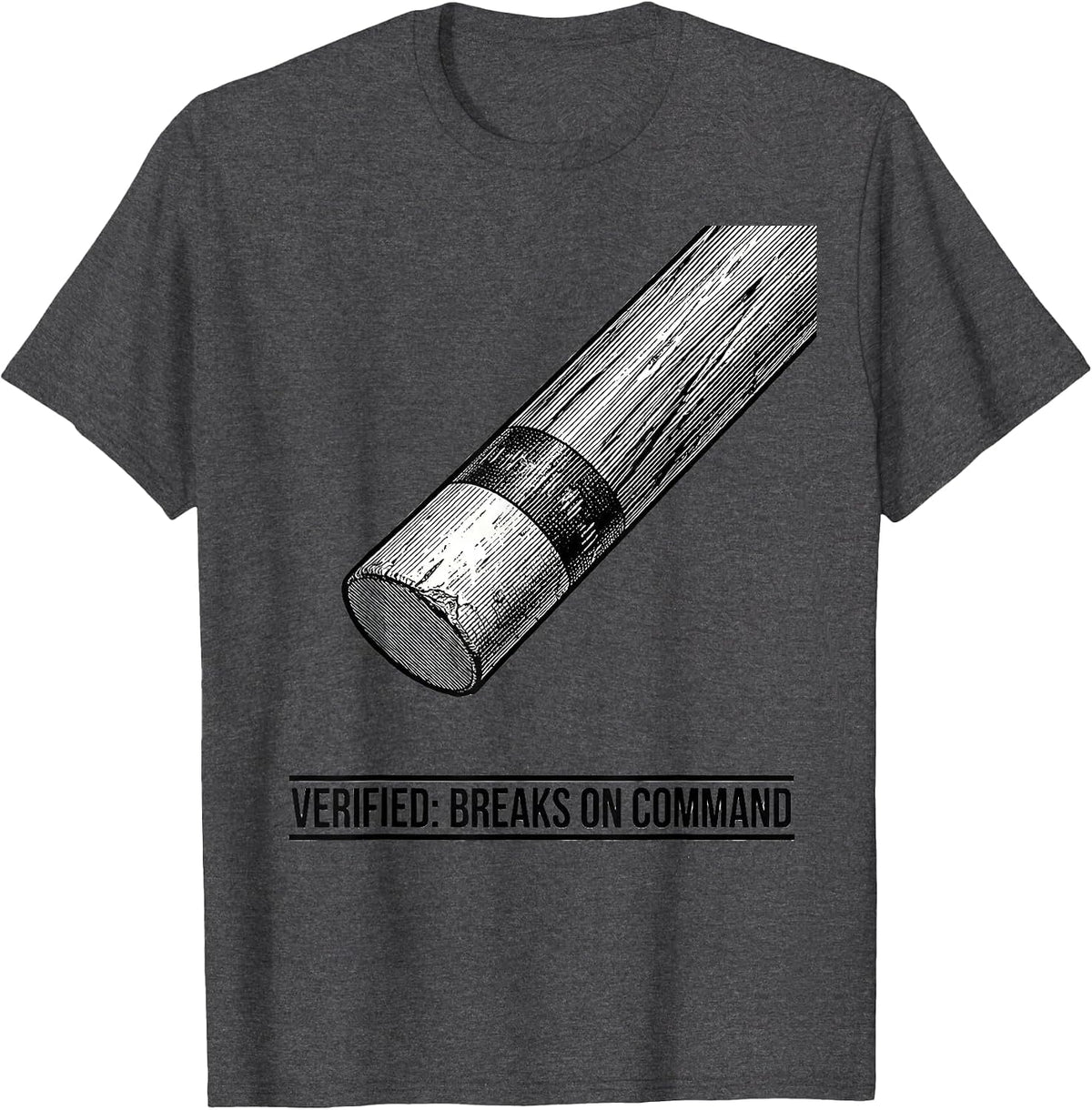 Breaks On Command Funny Billiards Player Pool Humor T-Shirt - Dark Heather Grey