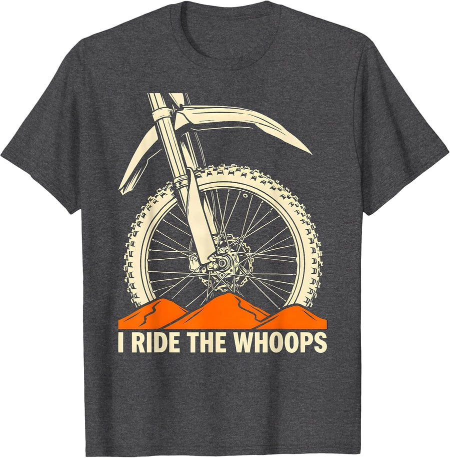 Men's I Ride The Whoops Stencil Motocross Dirt Bike Rider T-Shirt - Dark Heather Grey