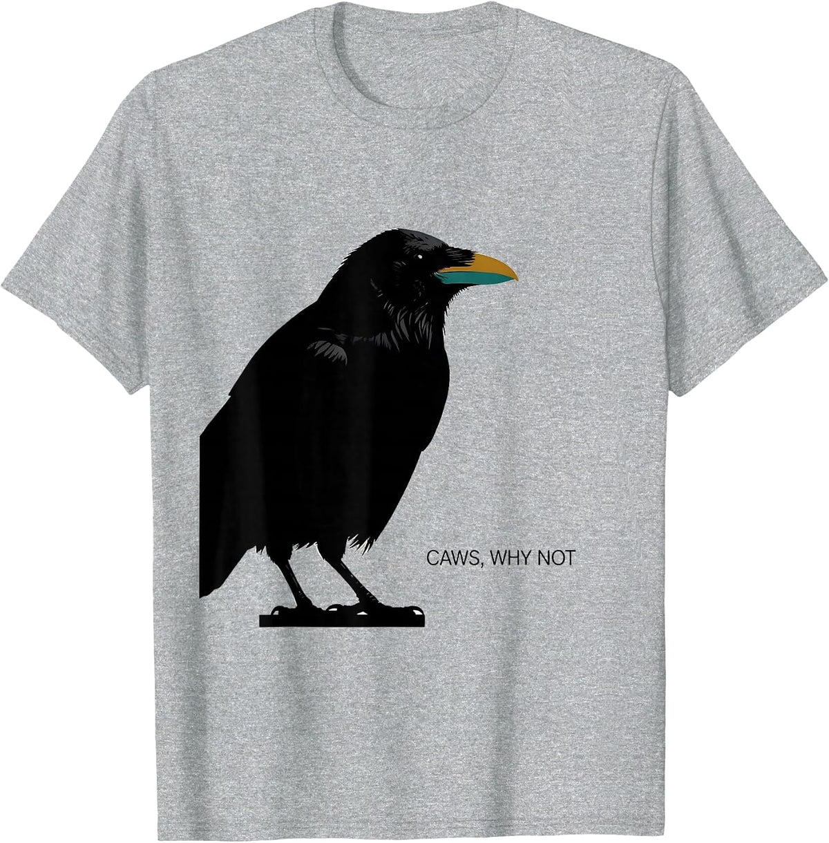 Men's Caws Why Not Midcentury Modern Crow Lover Humor T-Shirt - Heather Grey