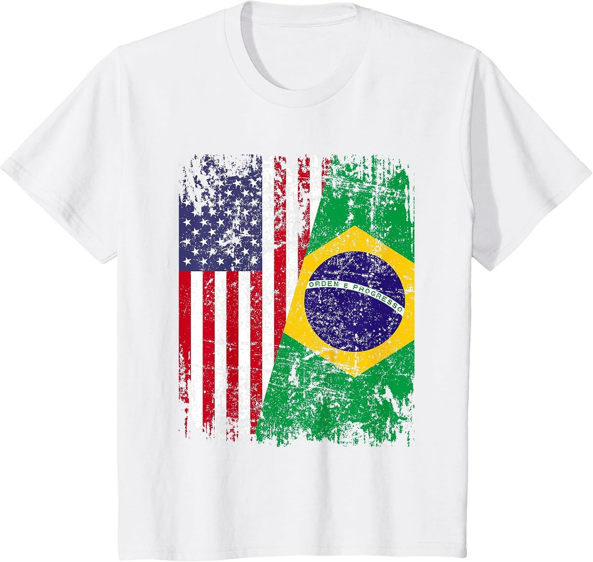 Brazilian Roots | Half American Flag | Brazil T-Shirt - White
