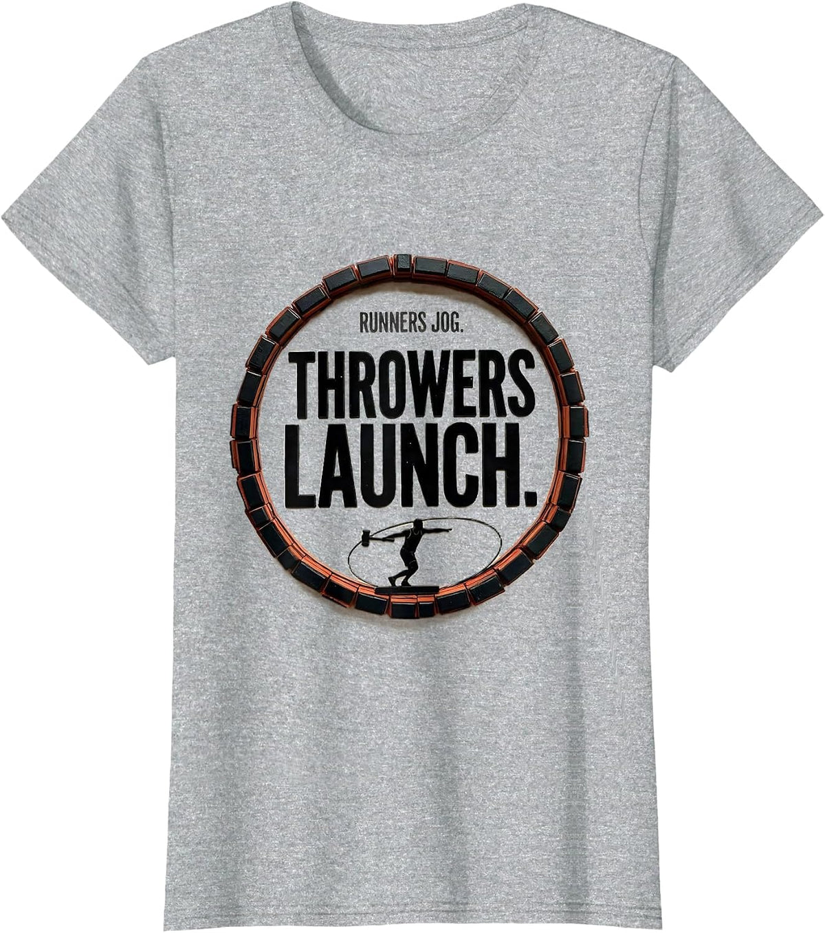 Runners Jog Throwers Launch Defiant Track And Field Throwers T-Shirt - Heather Grey