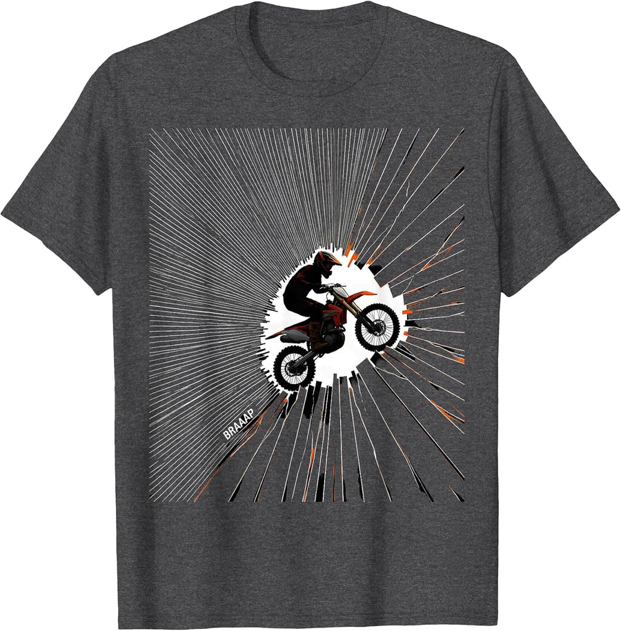 Men's Braaap Rugged Dirt Bike Motocross Rider Action-Sports Pride T-Shirt - Dark Heather Grey