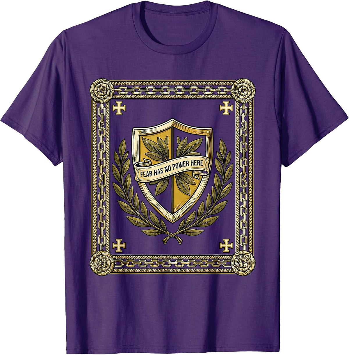 Men's Faith Over Fear Has No Power Here Design T-Shirt - Purple