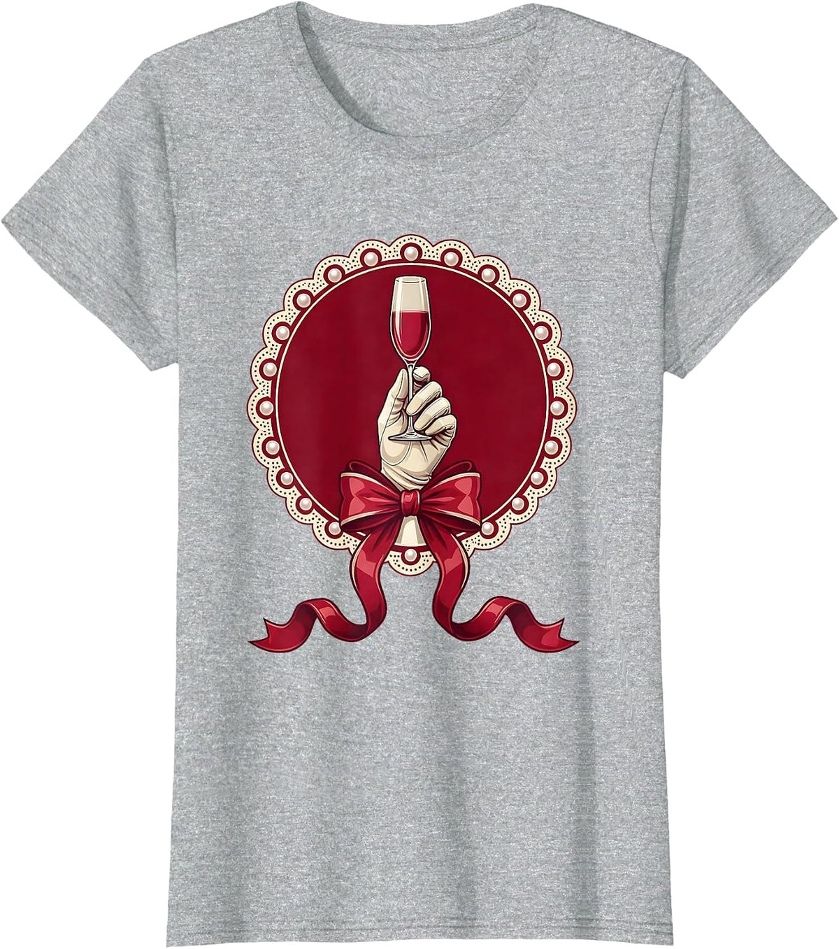 Elegant Gloved Hand Champagne Flute Illustration T-Shirt - Heather Grey