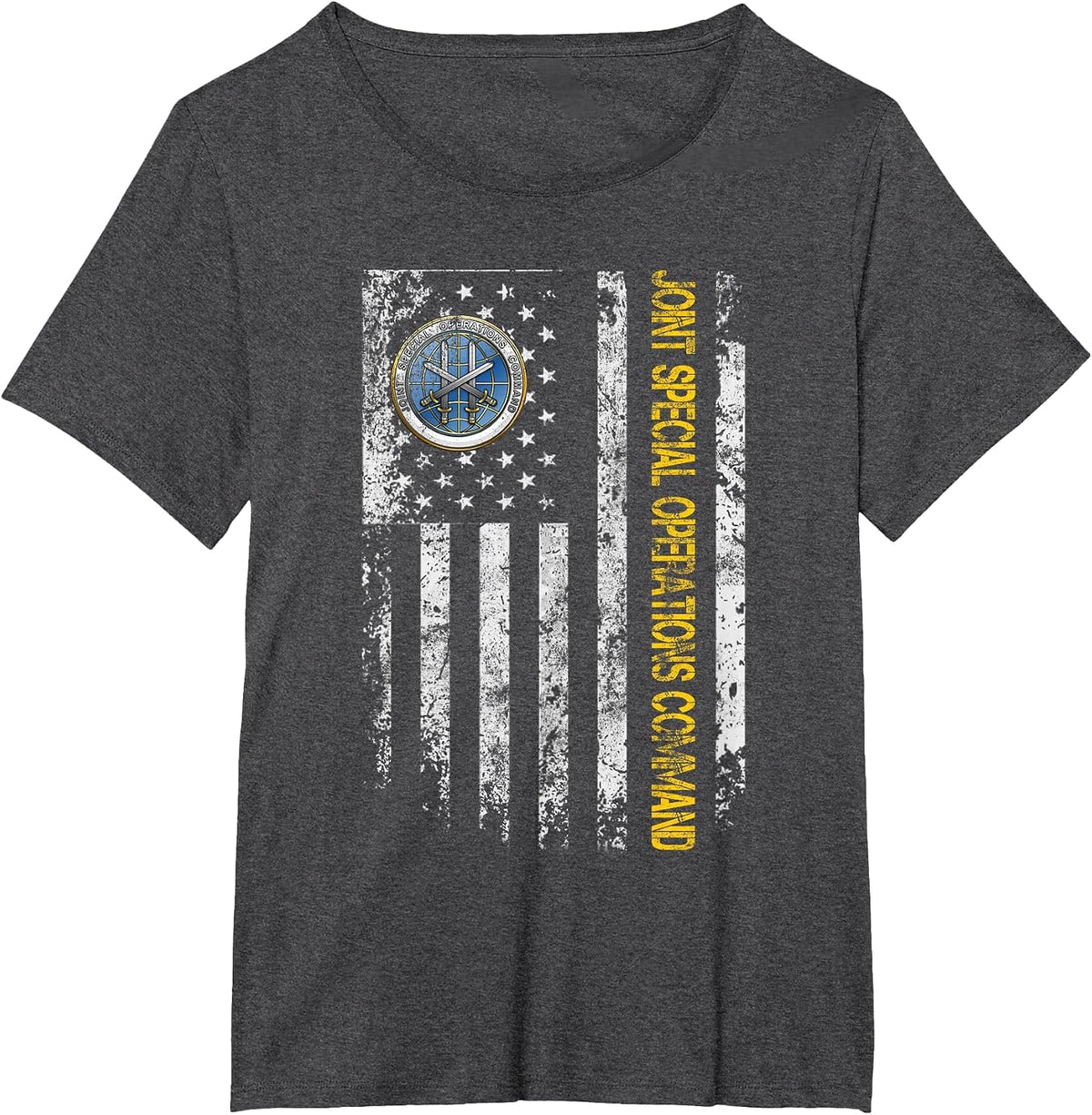 USA Flag Joint Special Operations Command JSOC Veterans Day T-Shirt - Dark Heather Grey
