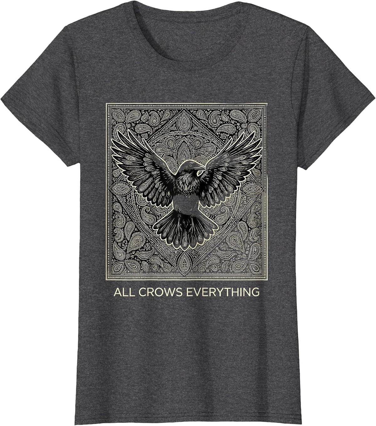 Women's All Crows Everything Crow Gang Design T-Shirt - Dark Heather Grey