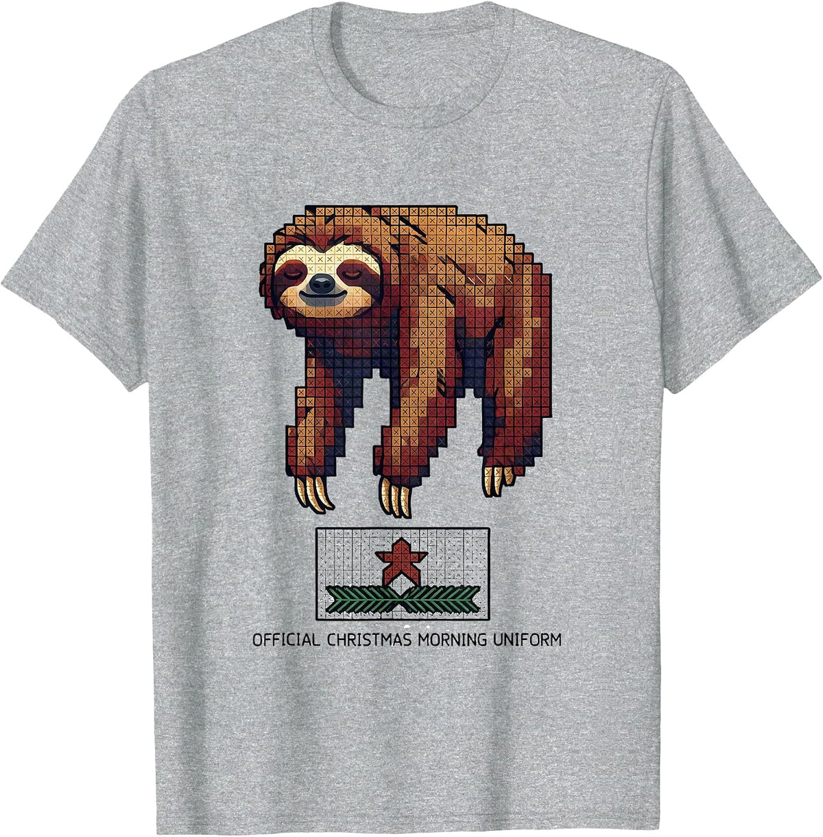 Men's Official Christmas Morning Uniform Funny Sloth Lover Ugly T-Shirt - Heather Grey