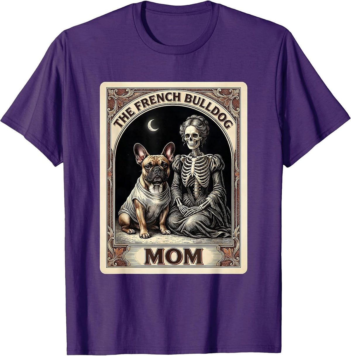 The French Bulldog Mom Spooky Skeleton Tarot Halloween Dog T-Shirt - Purple