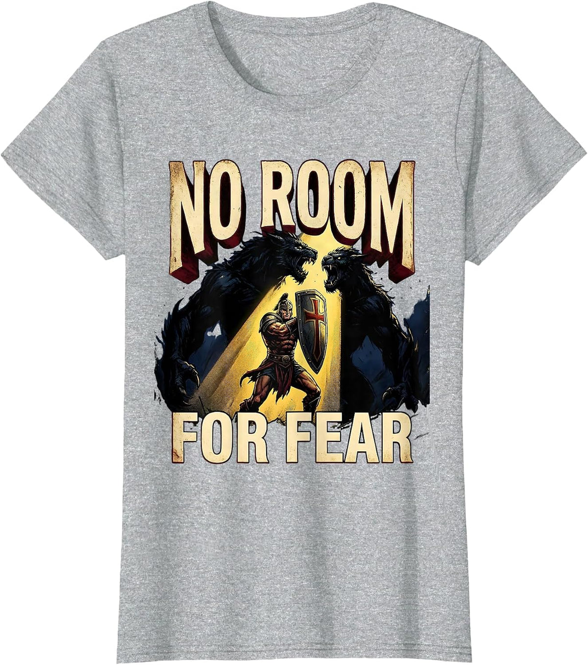 Women's No Room For Fear Faith Over Fear Graphic Design T-Shirt - Heather Grey