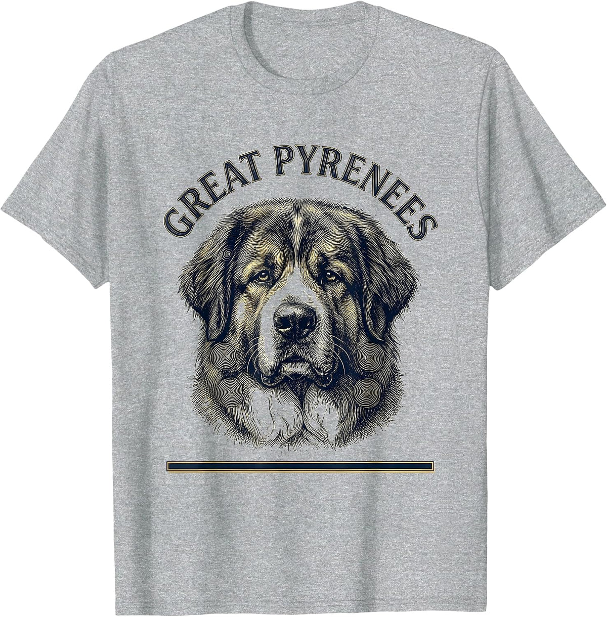 Men's Great Pyrenees Crosshatch Etching Dog Breed Portrait Van T-Shirt - Heather Grey