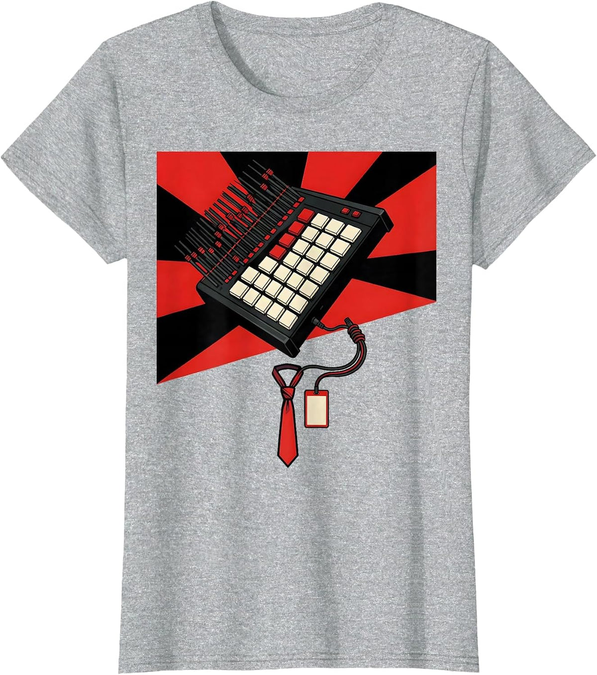 Women's Drum Machine Retro Hip Hop Throwback Graphic T-Shirt - Heather Grey