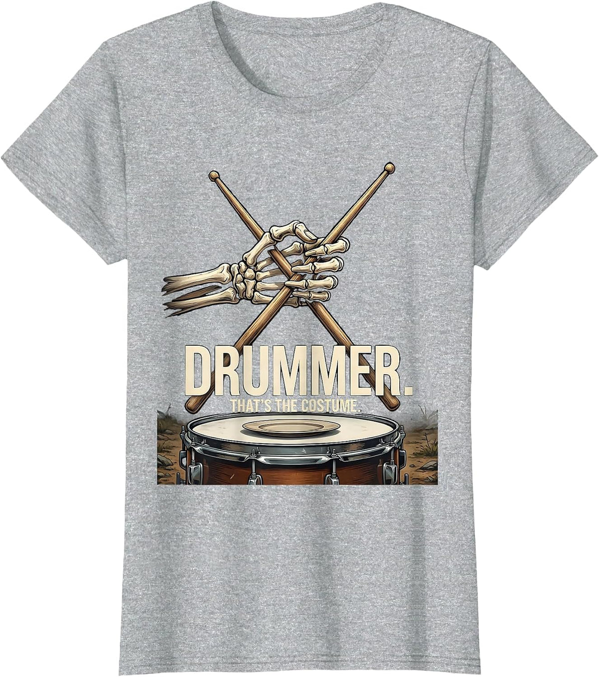 Women's Drummer. That's The Costume Punk Rock Skeleton Halloween T-Shirt - Heather Grey