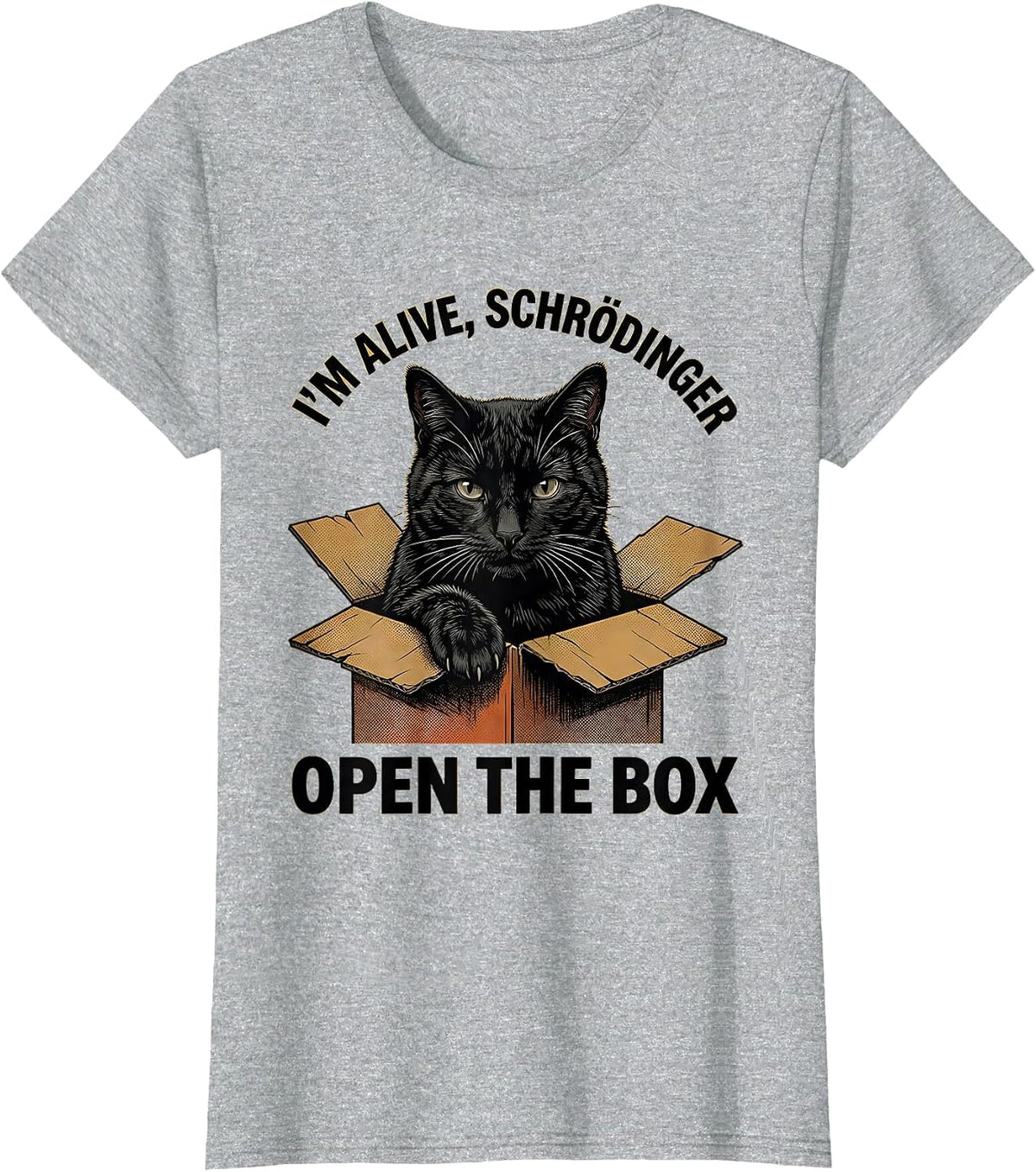 Women's I'm Alive Schrödinger Open the Box Funny Science Teacher T-Shirt - Heather Grey